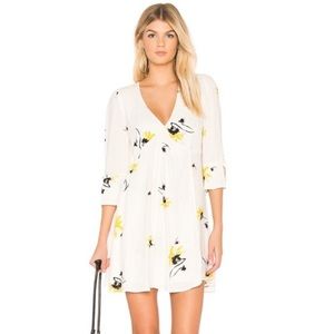 Free People | Time On My Side Wrap Dress White/ Yellow Size Small
